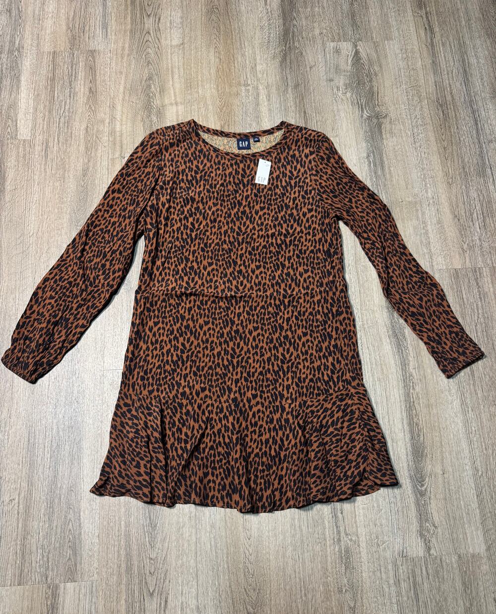 GAP Women's Leopard Print Long-Sleeve Dress